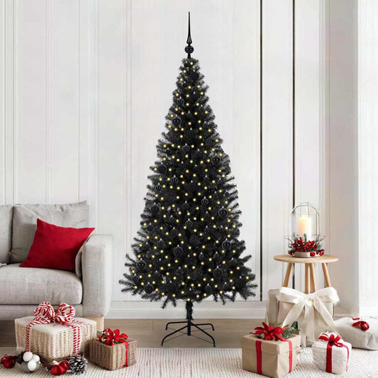 Christmas Tree with 300 LEDs with Stand Black 180 cm PVC