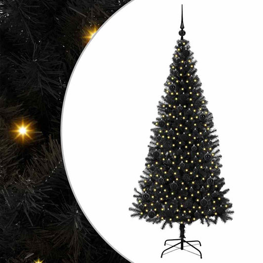 Christmas Tree with 300 LEDs with Stand Black 180 cm PVC
