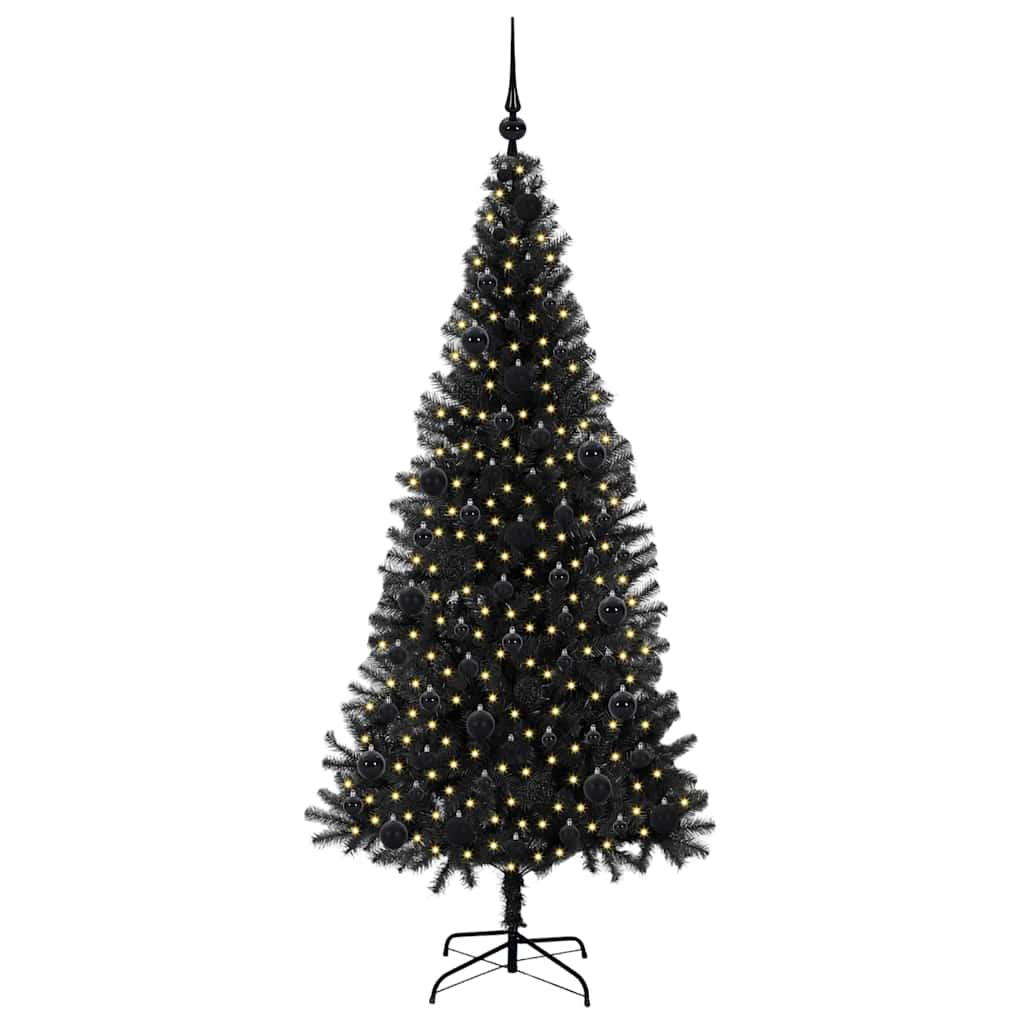 Christmas Tree with 300 LEDs with Stand Black 180 cm PVC