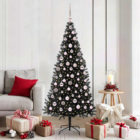 Christmas Tree with 300 LEDs with Stand Black 180 cm PVC