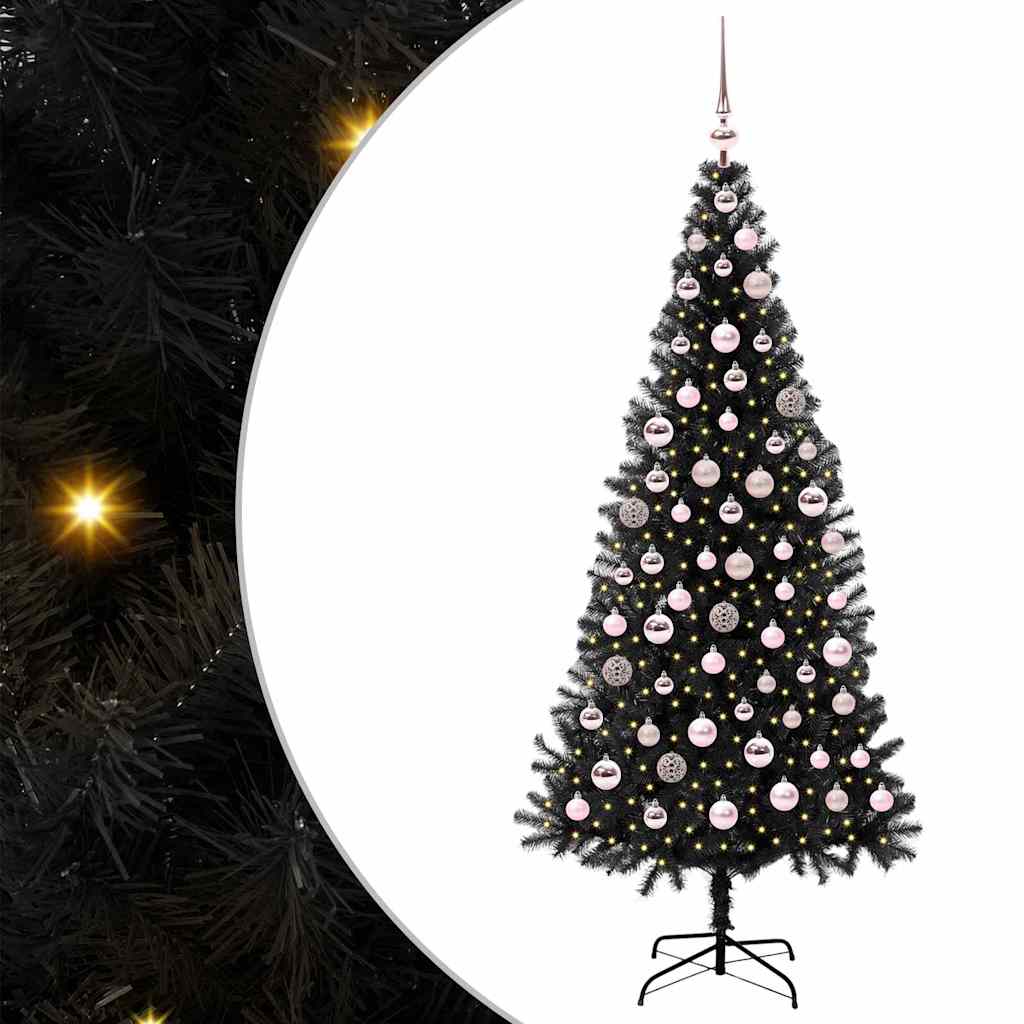 Christmas Tree with 300 LEDs with Stand Black 180 cm PVC