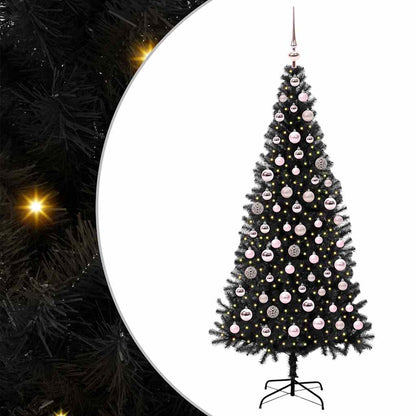 Christmas Tree with 300 LEDs with Stand Black 180 cm PVC
