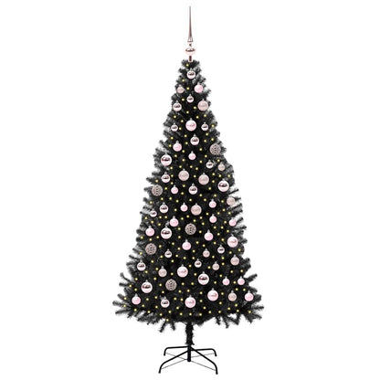 Christmas Tree with 300 LEDs with Stand Black 180 cm PVC