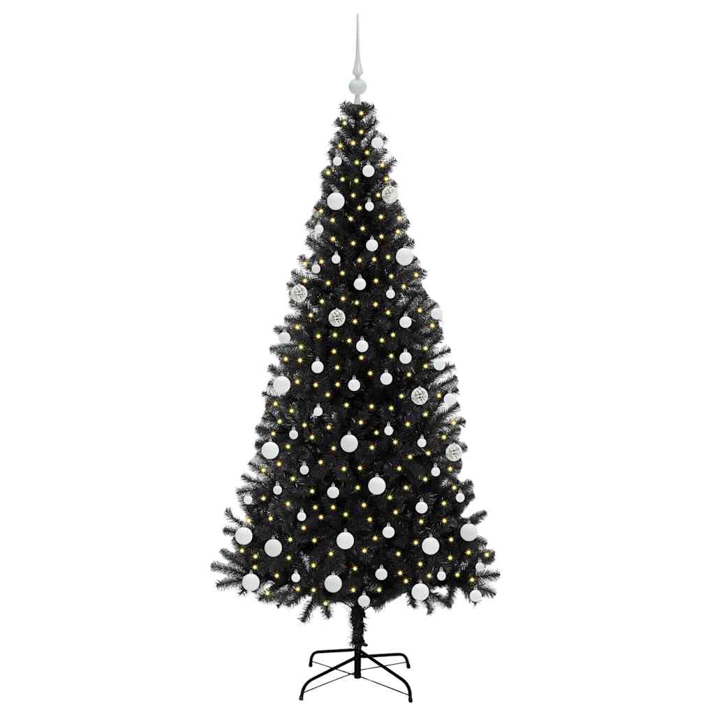 Christmas Tree with 300 LEDs with Stand Black 180 cm PVC