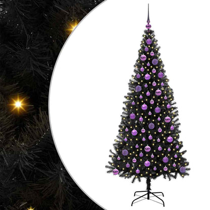 Christmas Tree with 300 LEDs with Stand Black 180 cm PVC