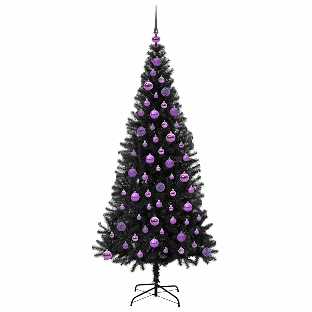 Christmas Tree with 300 LEDs with Stand Black 180 cm PVC