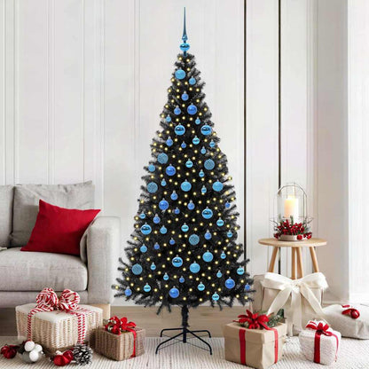 Christmas Tree with 300 LEDs with Stand Black 180 cm PVC