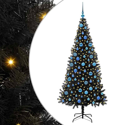 Christmas Tree with 300 LEDs with Stand Black 180 cm PVC