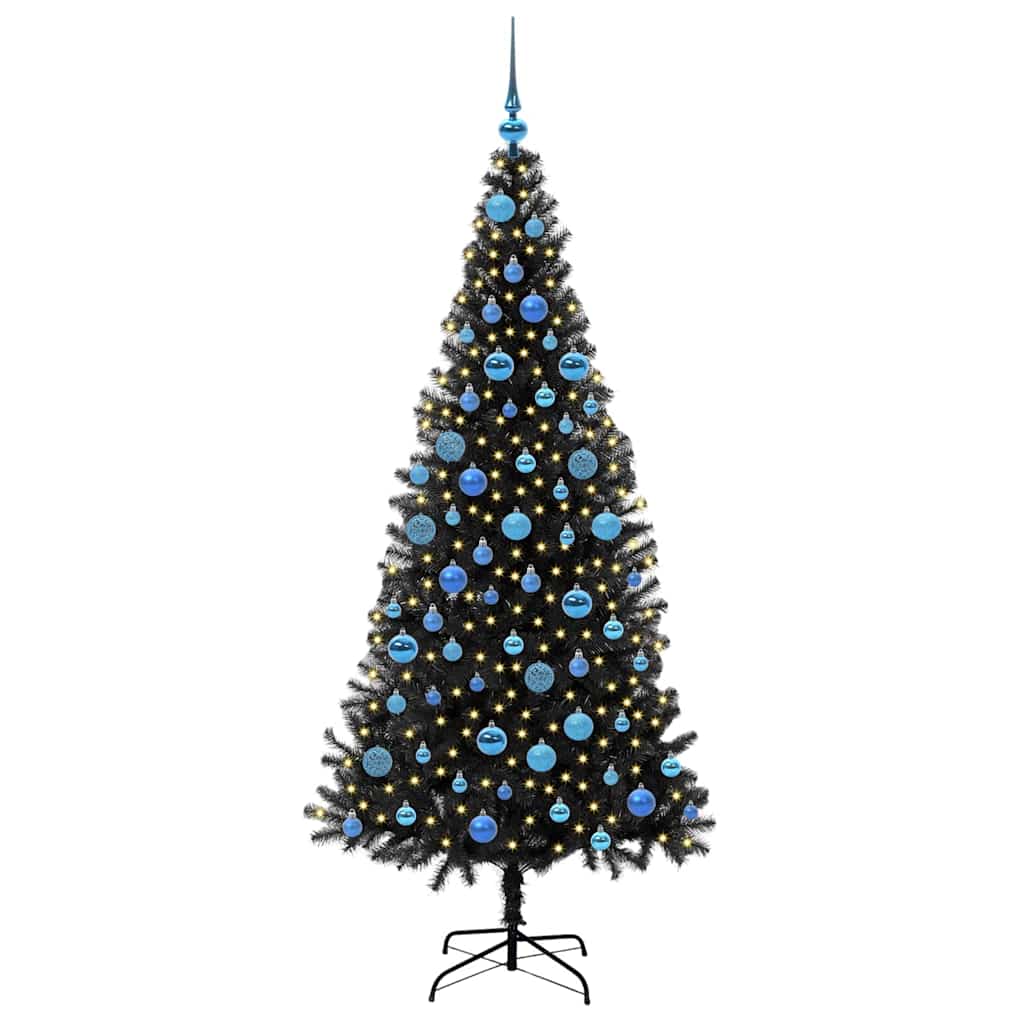 Christmas Tree with 300 LEDs with Stand Black 180 cm PVC