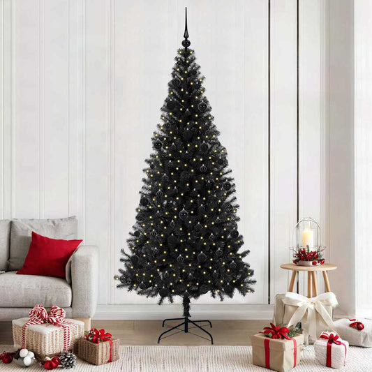 Christmas Tree with 300 LEDs with Stand Black 210 cm PVC