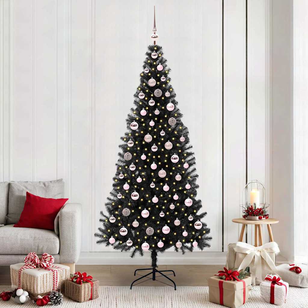 Christmas Tree with 300 LEDs with Stand Black 210 cm PVC