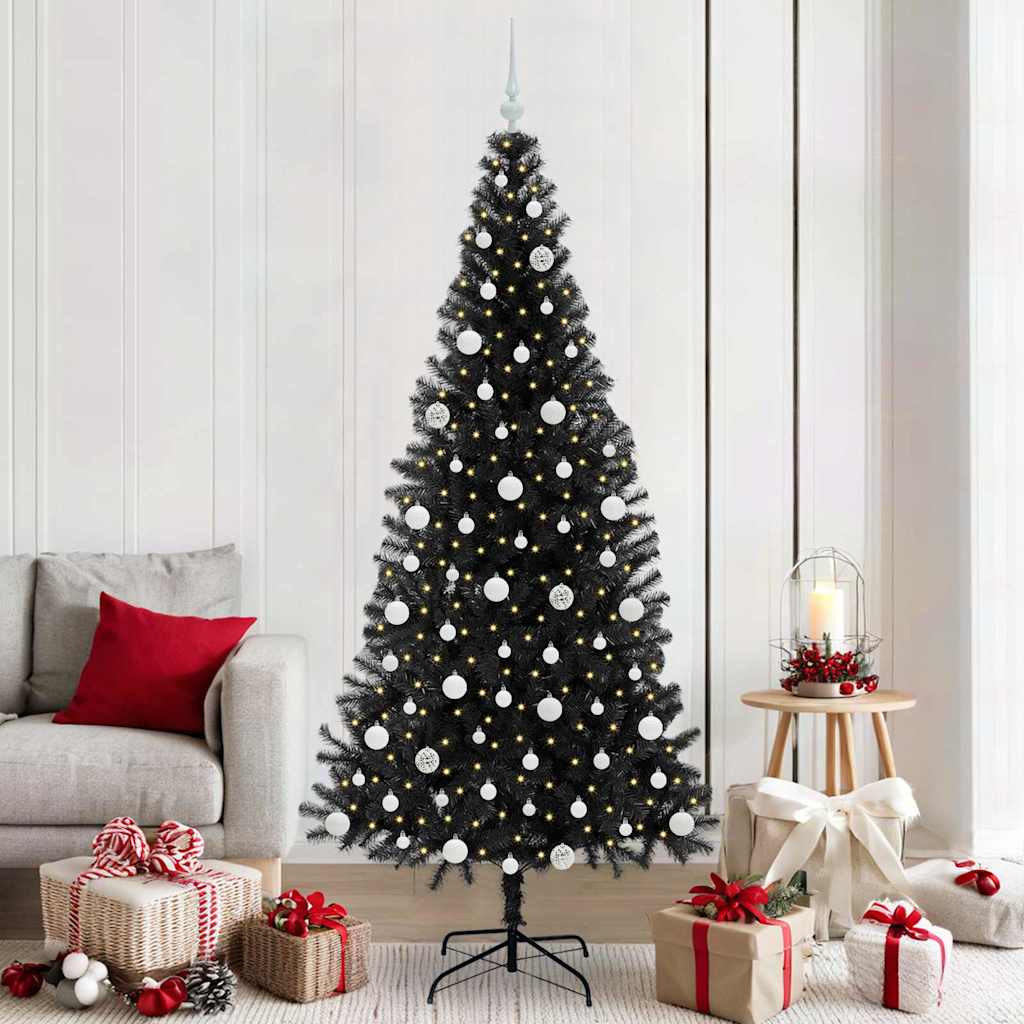 Christmas Tree with 300 LEDs with Stand Black 210 cm PVC