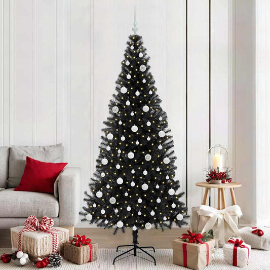 Christmas Tree with 300 LEDs with Stand Black 210 cm PVC