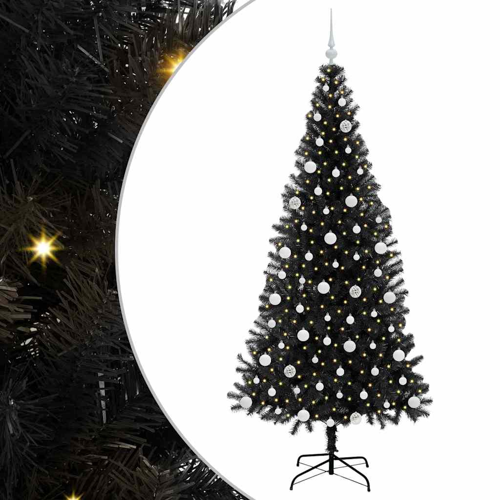 Christmas Tree with 300 LEDs with Stand Black 210 cm PVC