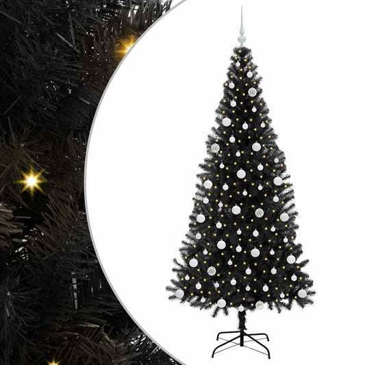 Christmas Tree with 300 LEDs with Stand Black 210 cm PVC