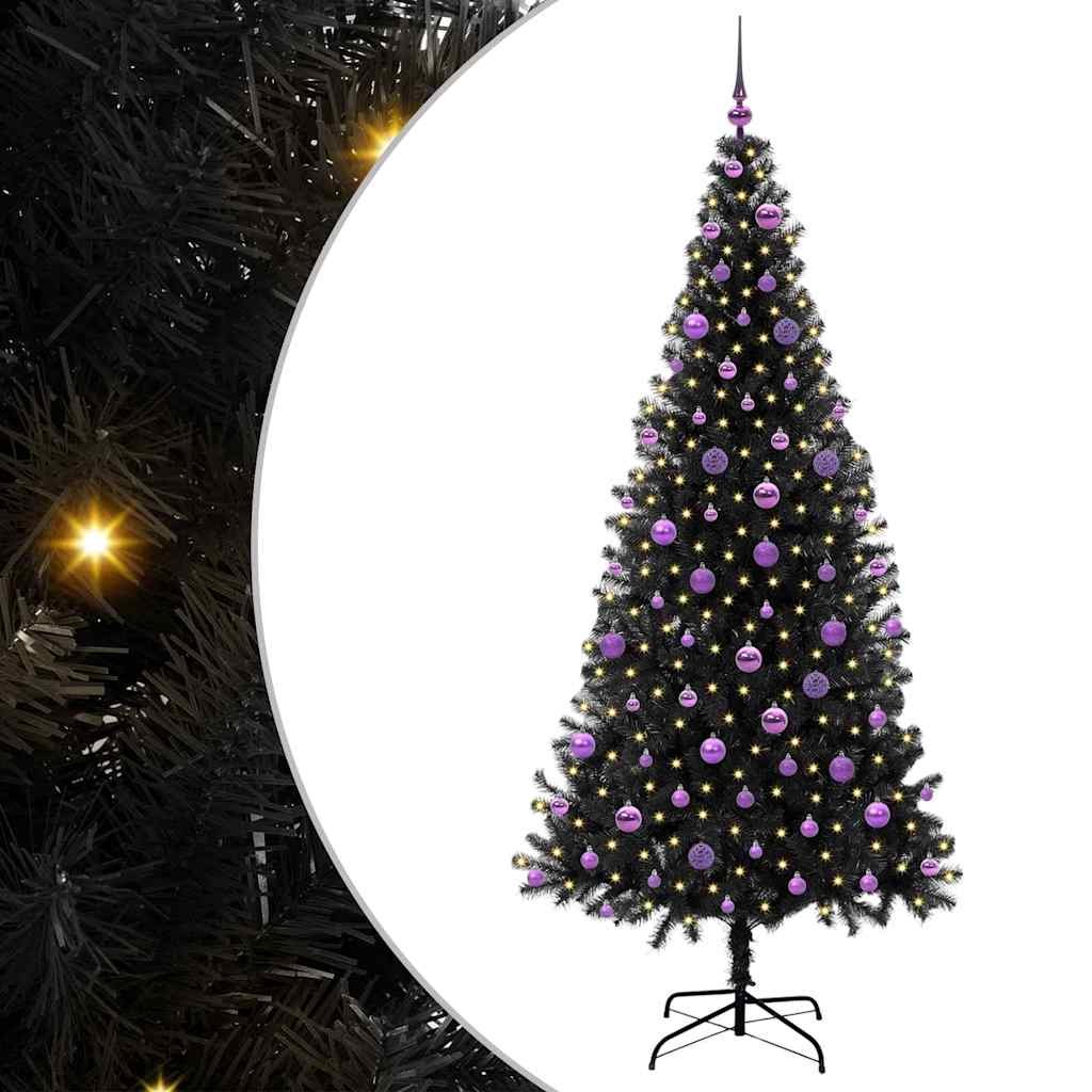 Christmas Tree with 300 LEDs with Stand Black 210 cm PVC