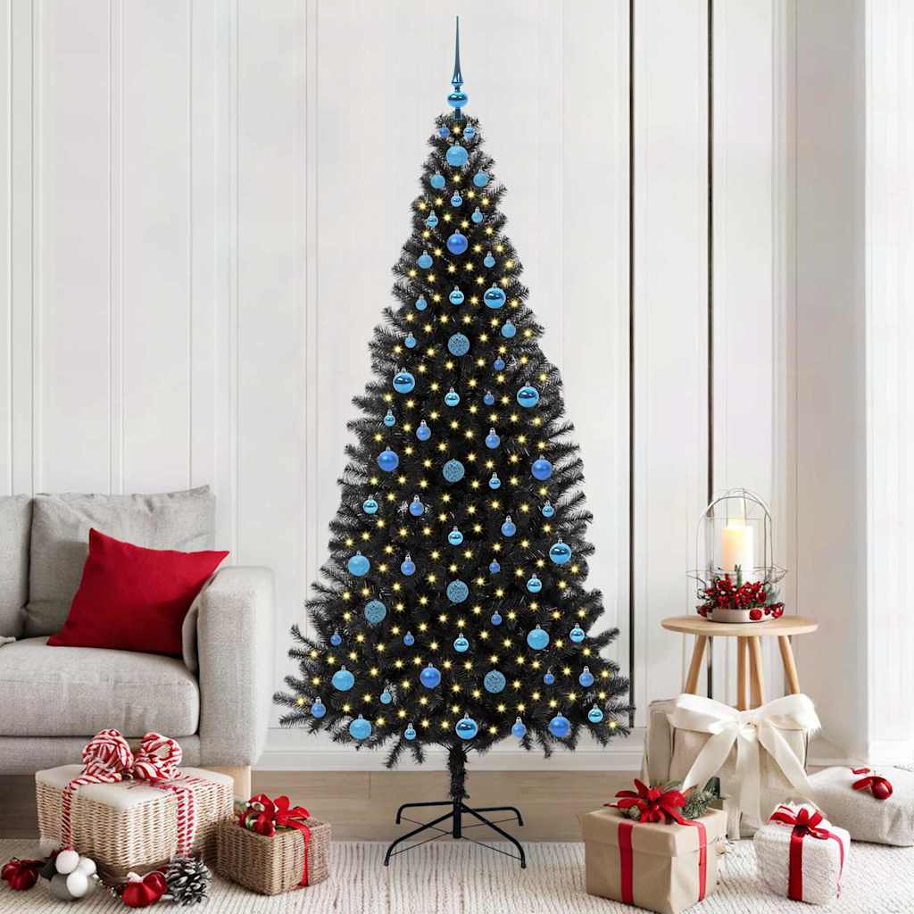 Christmas Tree with 300 LEDs with Stand Black 210 cm PVC