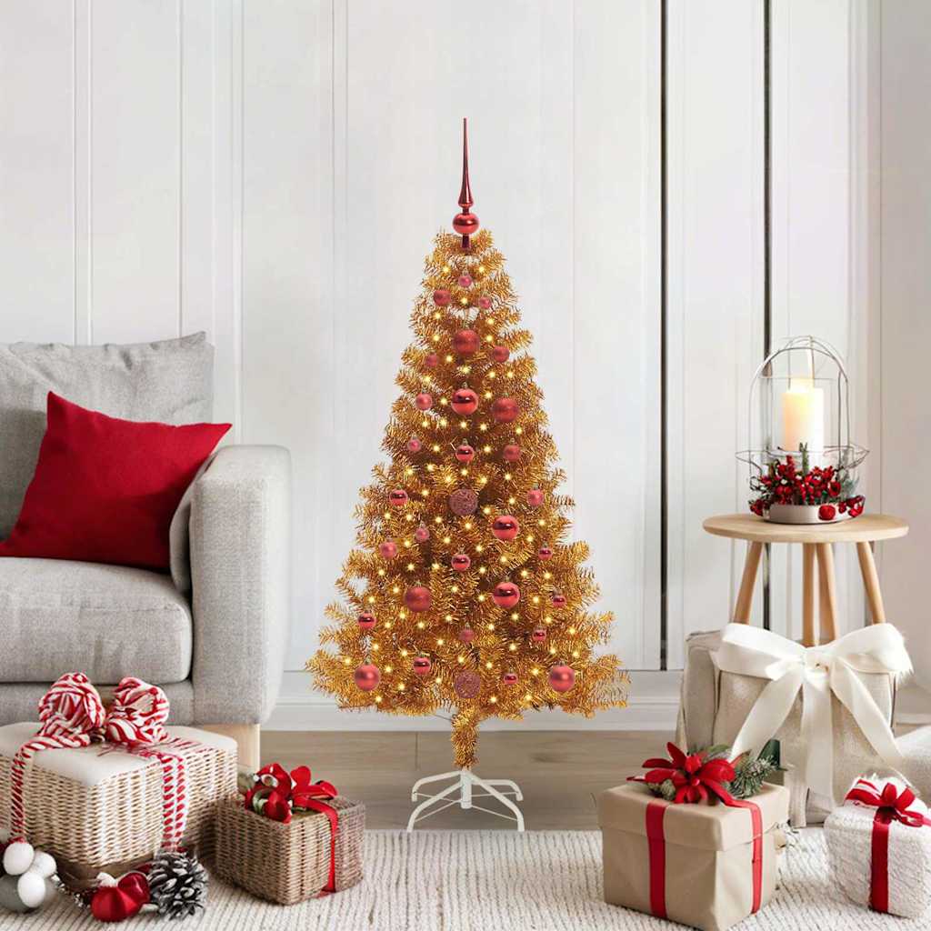 Christmas Tree with LED Light Gold 120 cm PET and Steel