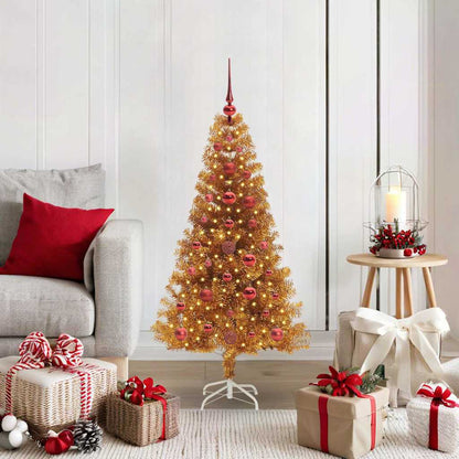 Christmas Tree with LED Light Gold 120 cm PET and Steel