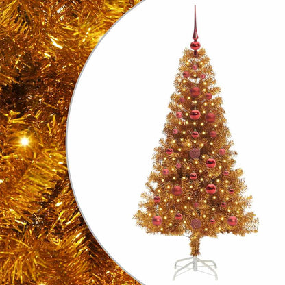 Christmas Tree with LED Light Gold 120 cm PET and Steel