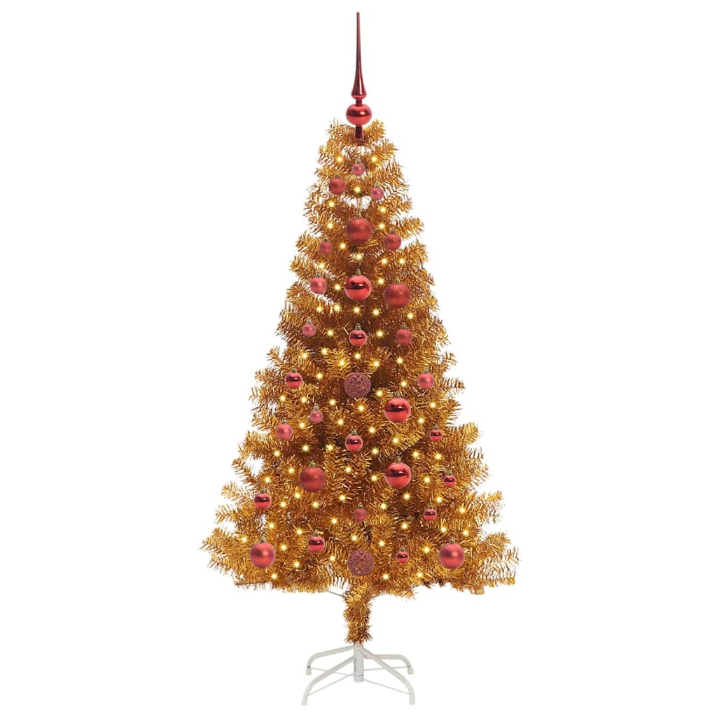 Christmas Tree with LED Light Gold 120 cm PET and Steel