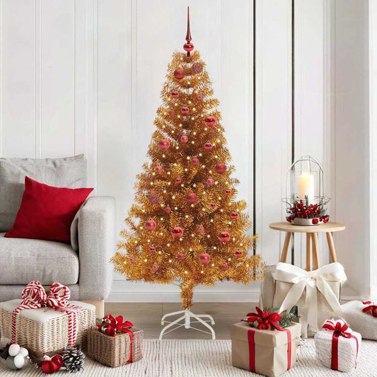 Christmas Tree with LED Light Gold 150 cm PET and Steel