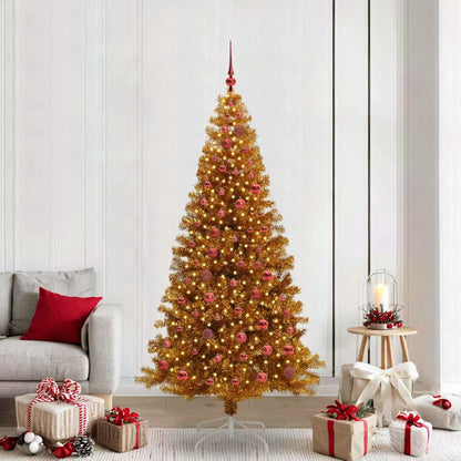 Christmas Tree with LED Light Gold 210 cm PET and Steel