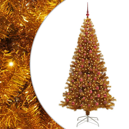Christmas Tree with LED Light Gold 210 cm PET and Steel