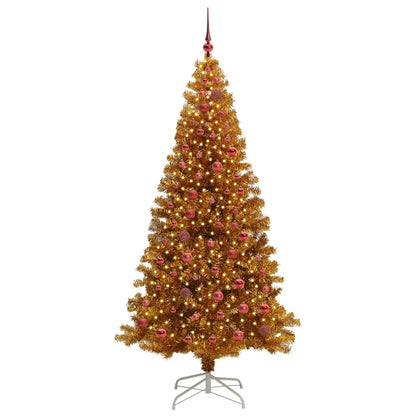 Christmas Tree with LED Light Gold 210 cm PET and Steel