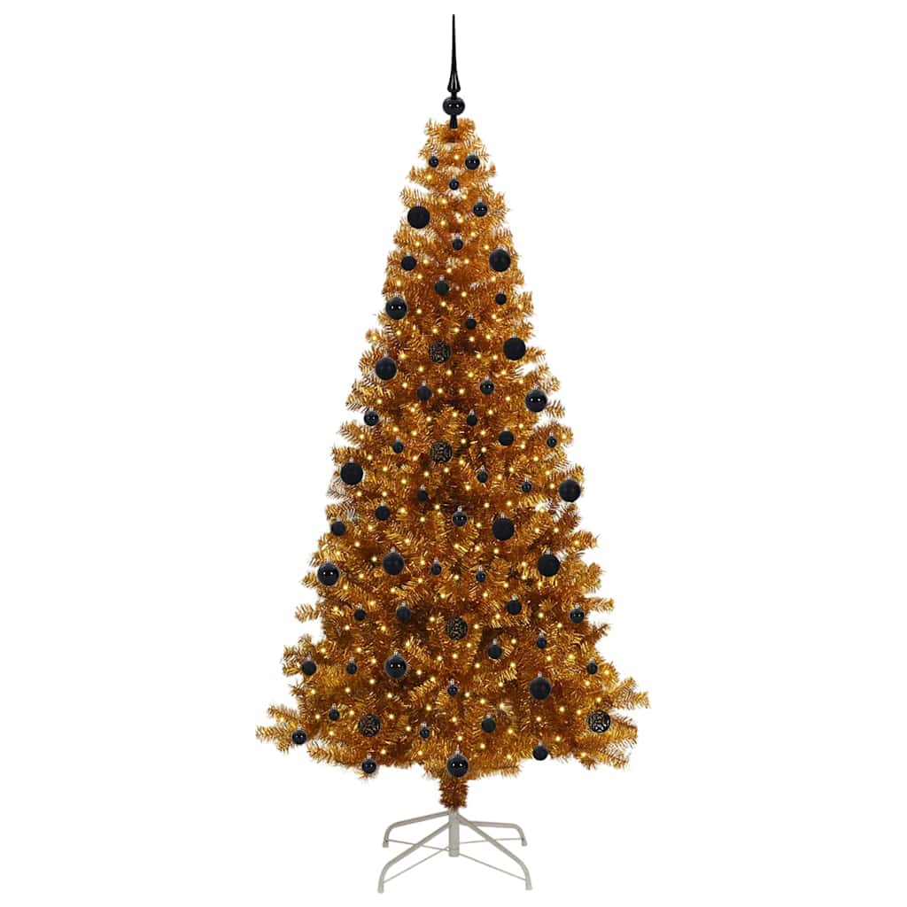 Christmas Tree with LED Light Gold 210 cm PET and Steel