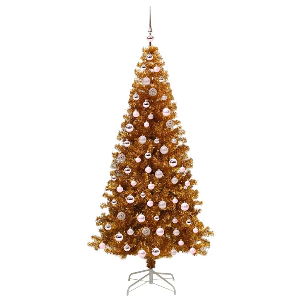 Christmas Tree with LED Light Gold 210 cm PET and Steel