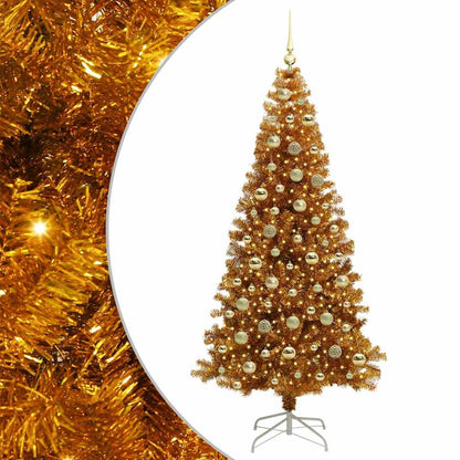 Christmas Tree with LED Light Gold 210 cm PET and Steel