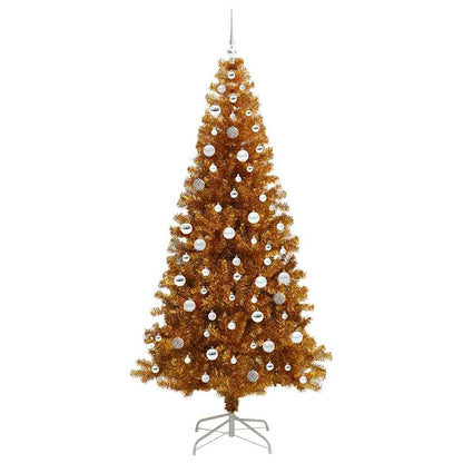Christmas Tree with LED Light Gold 210 cm PET and Steel