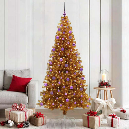Christmas Tree with LED Light Gold 210 cm PET and Steel