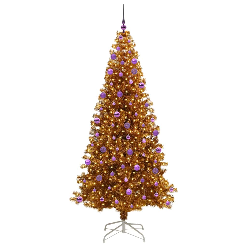 Christmas Tree with LED Light Gold 210 cm PET and Steel