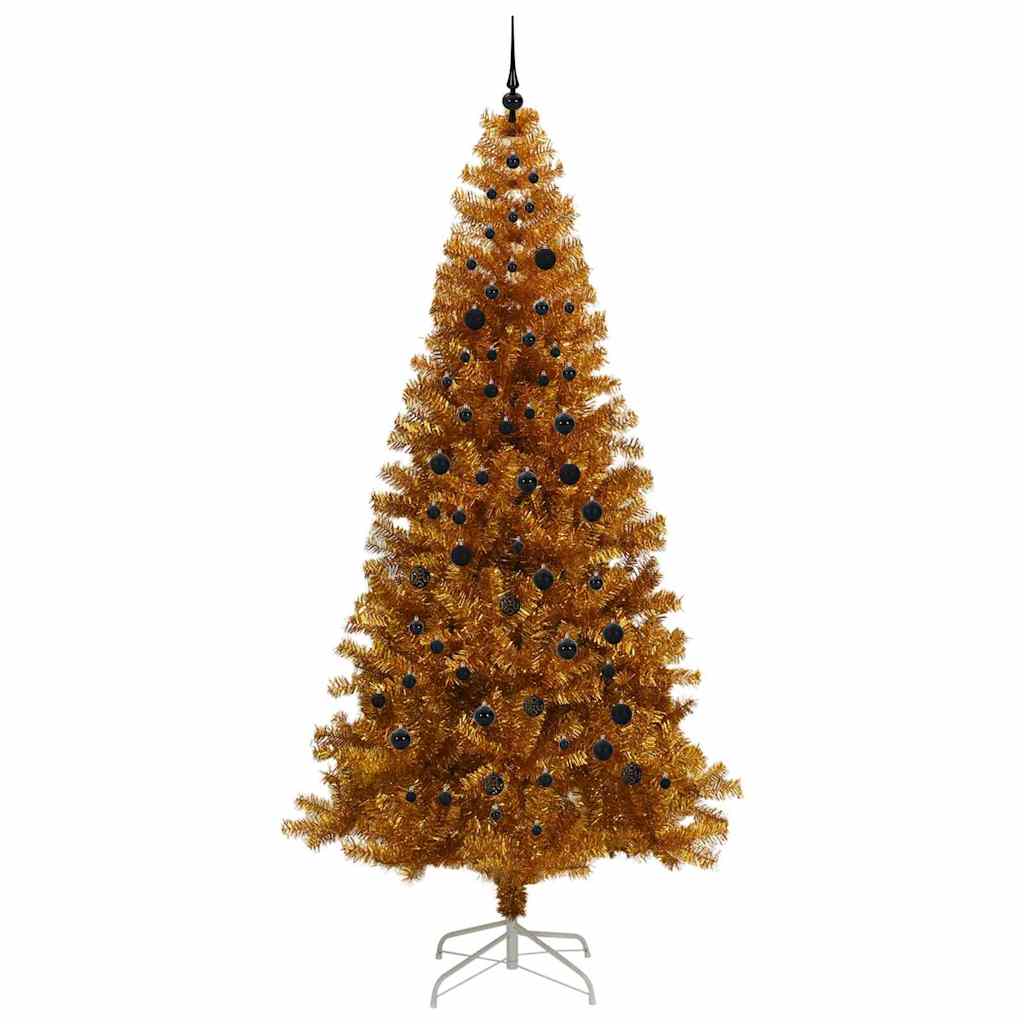 Christmas Tree with LED Light Gold 240 cm PET and Steel