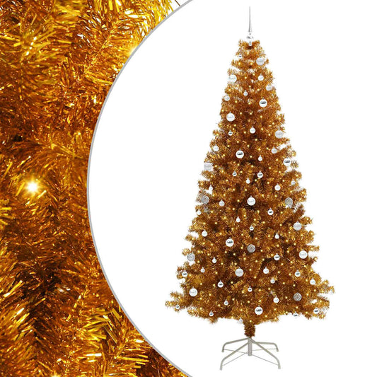Christmas Tree with LED Light Gold 240 cm PET and Steel
