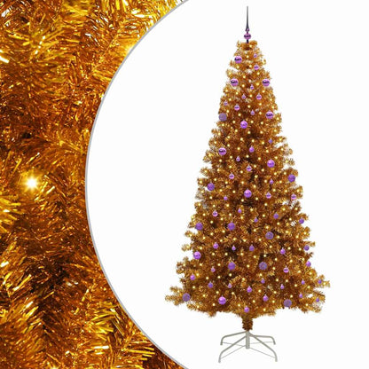 Christmas Tree with LED Light Gold 240 cm PET and Steel