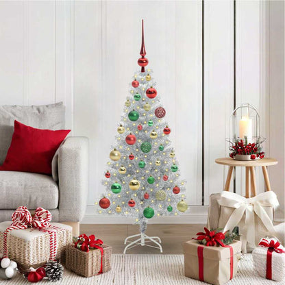 Christmas Tree with LED Light Silver 120 cm PET and Steel