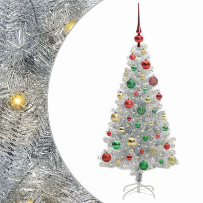 Christmas Tree with LED Light Silver 120 cm PET and Steel
