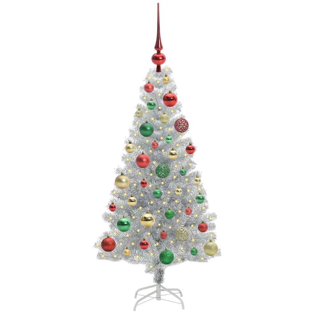 Christmas Tree with LED Light Silver 120 cm PET and Steel