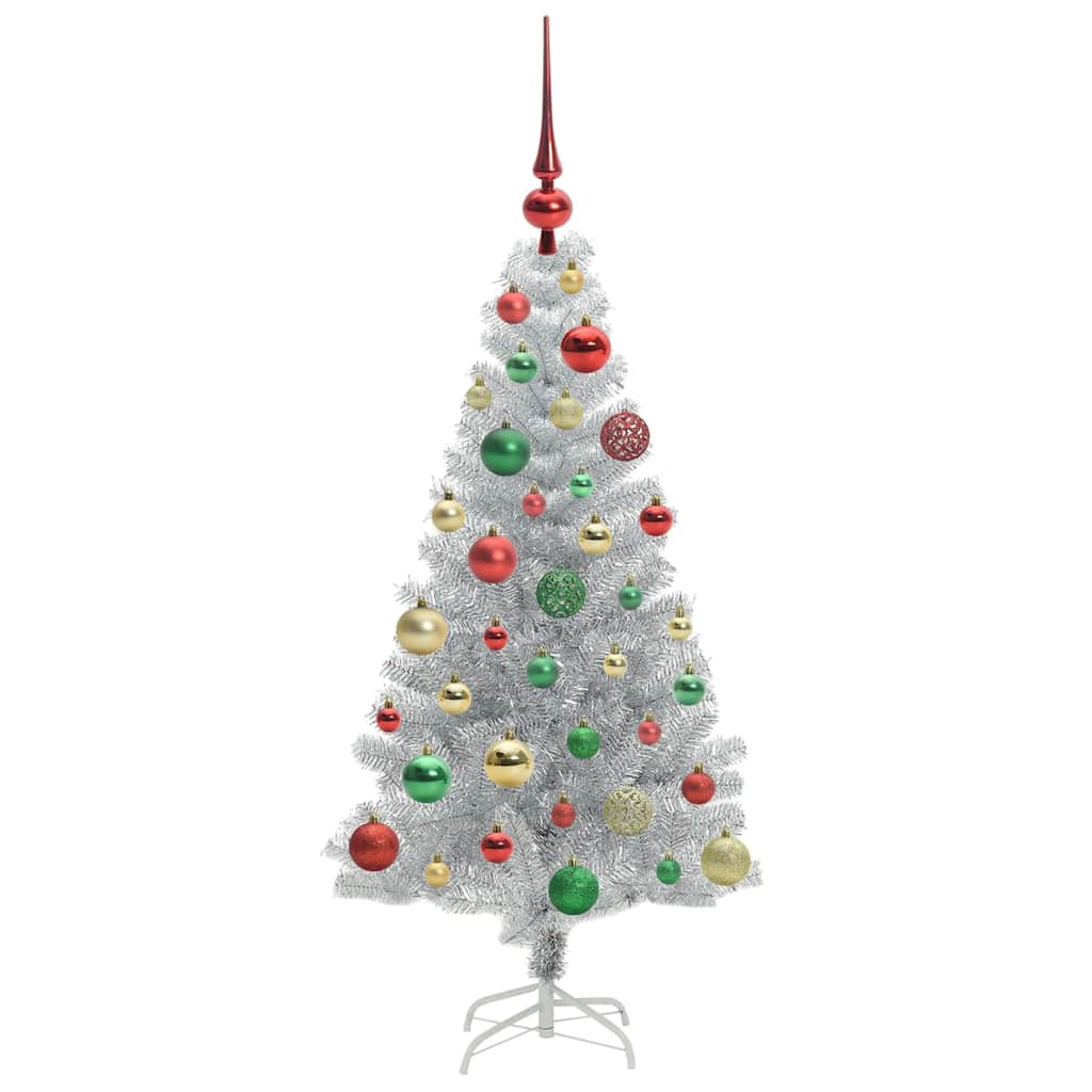 Christmas Tree with LED Light Silver 120 cm PET and Steel