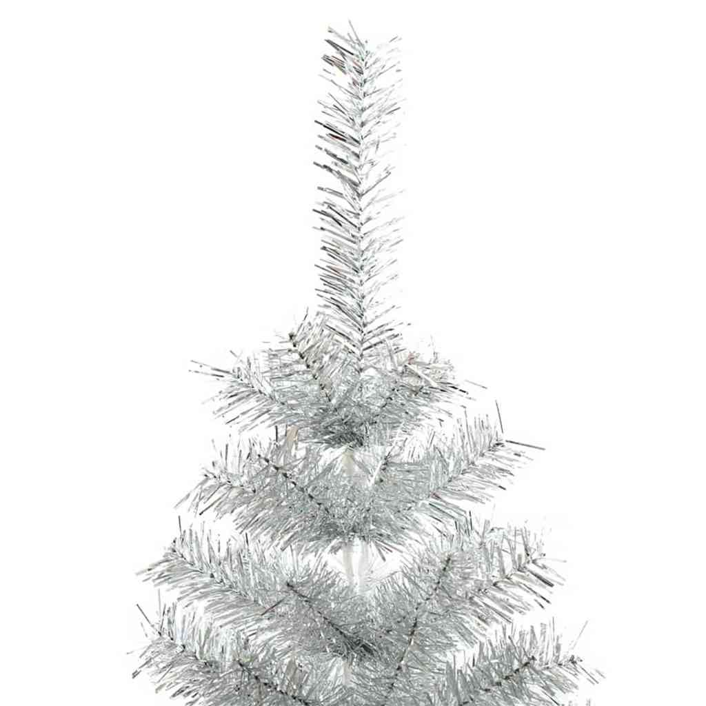Christmas Tree with LED Light Silver 180 cm PET and Steel