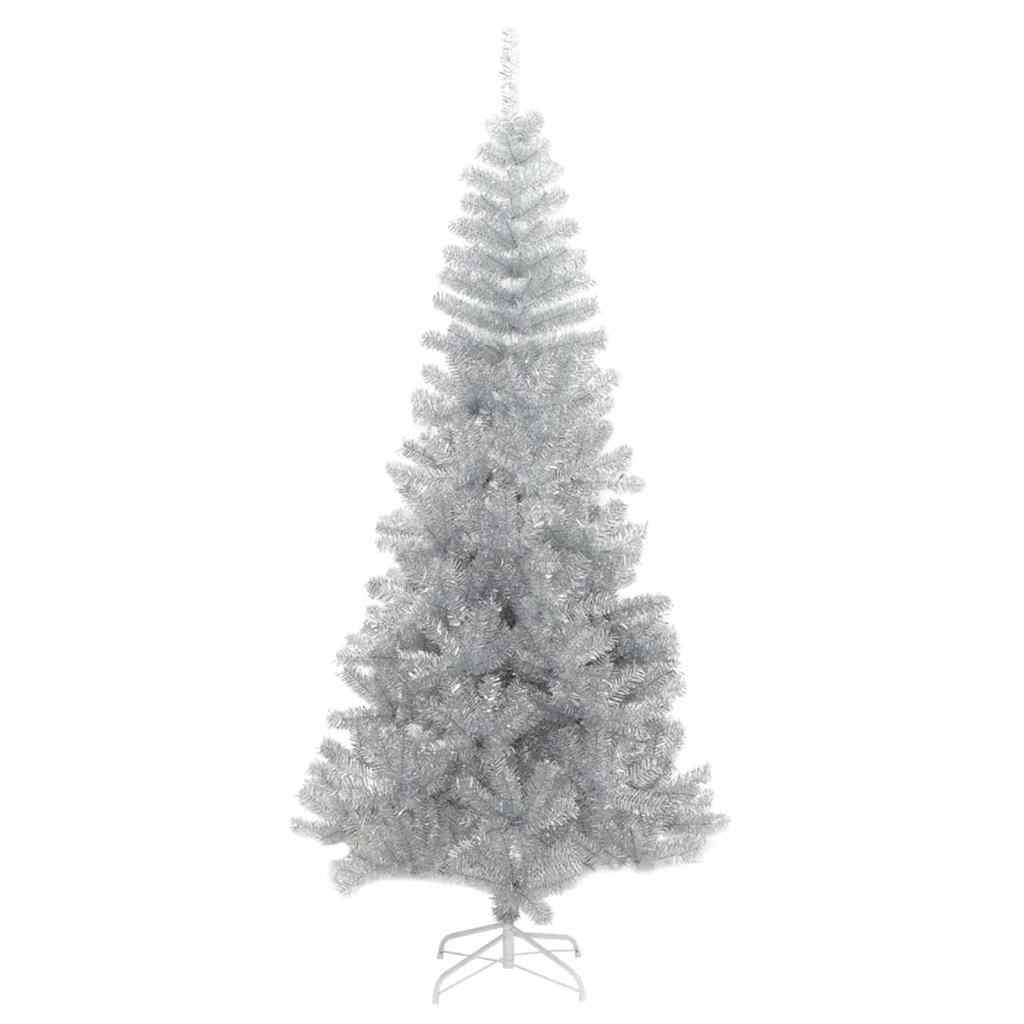 Christmas Tree with LED Light Silver 180 cm PET and Steel