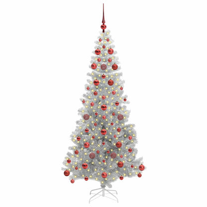 Christmas Tree with LED Light Silver 180 cm PET and Steel