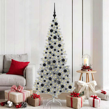 Christmas Tree with LED Light Silver 180 cm PET and Steel