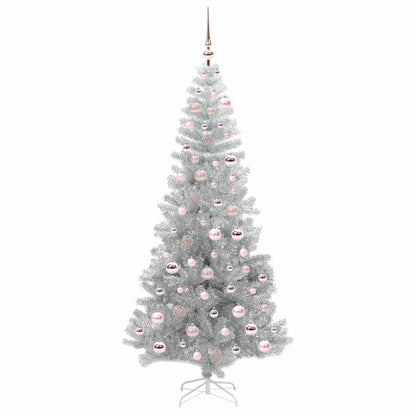 Christmas Tree with LED Light Silver 180 cm PET and Steel