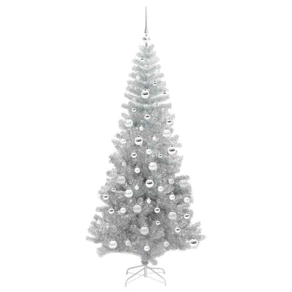 Christmas Tree with LED Light Silver 180 cm PET and Steel