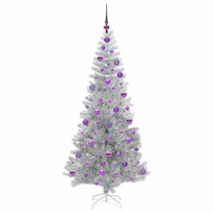 Christmas Tree with LED Light Silver 180 cm PET and Steel