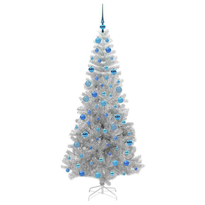 Christmas Tree with LED Light Silver 180 cm PET and Steel